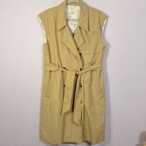 A New Day Women Beige Sleeveless Six Buttons Trench Coat Size M